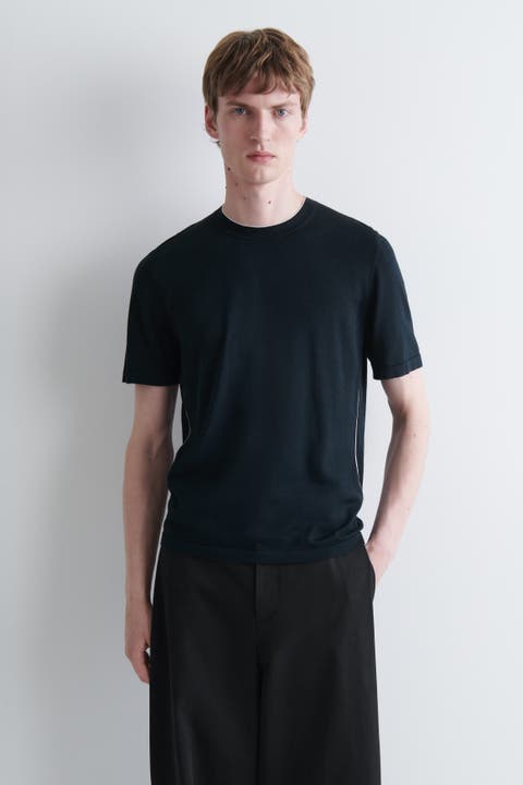Contrast-tipped Silk-cotton T-shirt