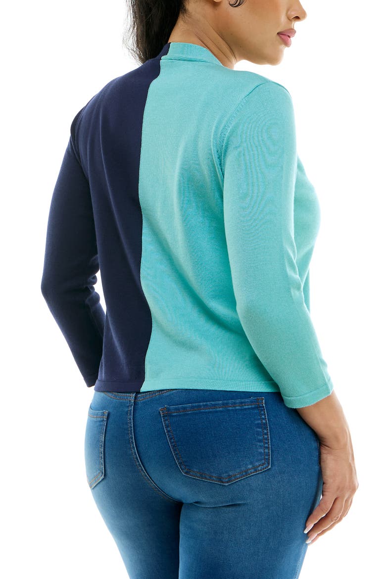 Colorblock V-Neck Cardigan, Alternate, color, MINT/ NAVY