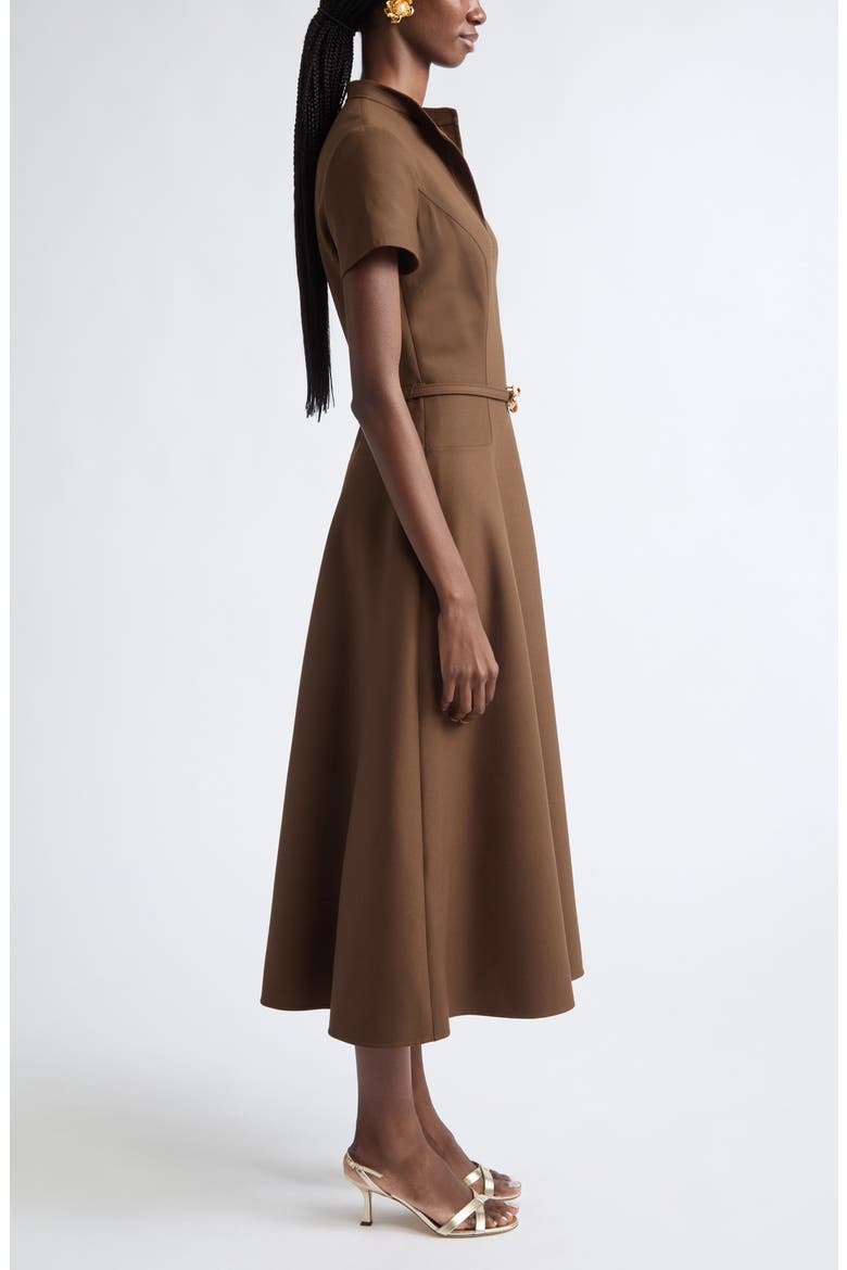 Belted Midi Polo Dress, Alternate, color, CIGAR