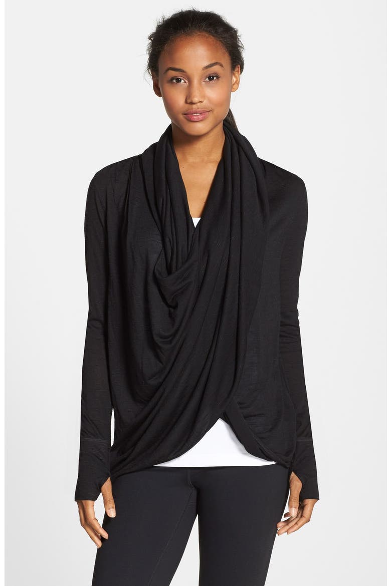 'Neo' Wraparound Cardigan, Main, color, BLACK
