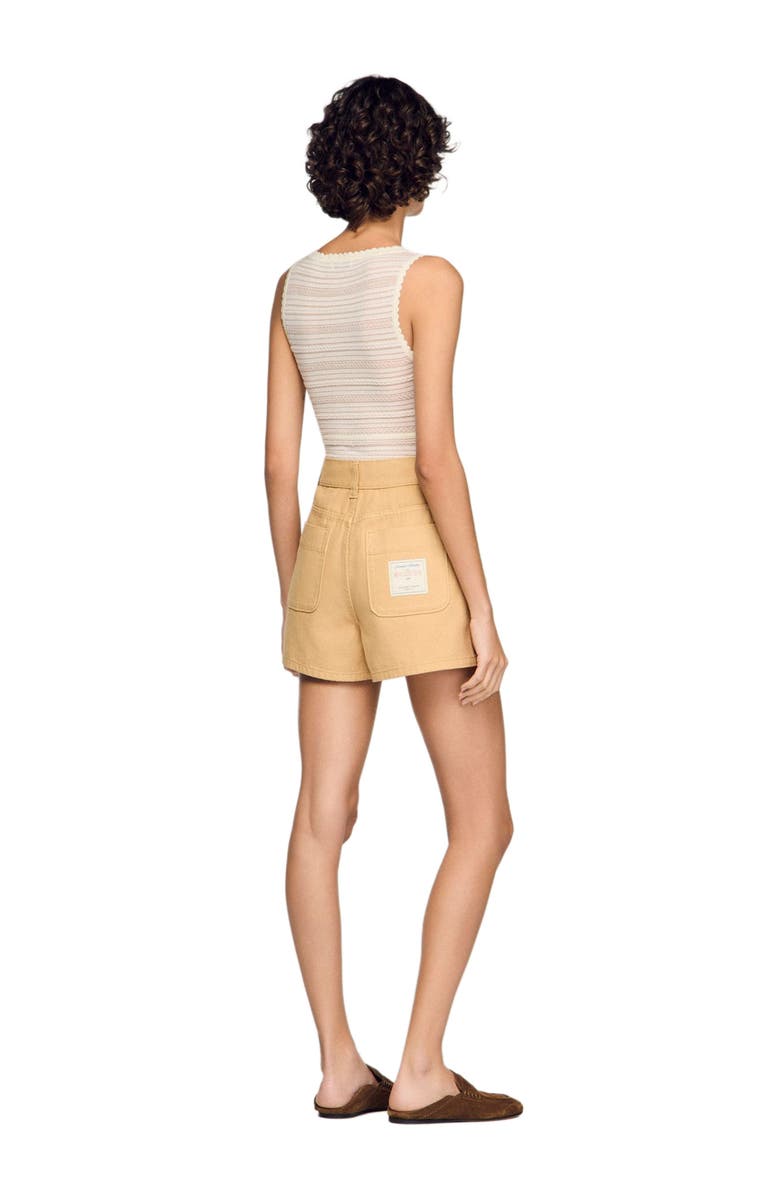 SANDRO Denim shorts, Alternate, color, Beige