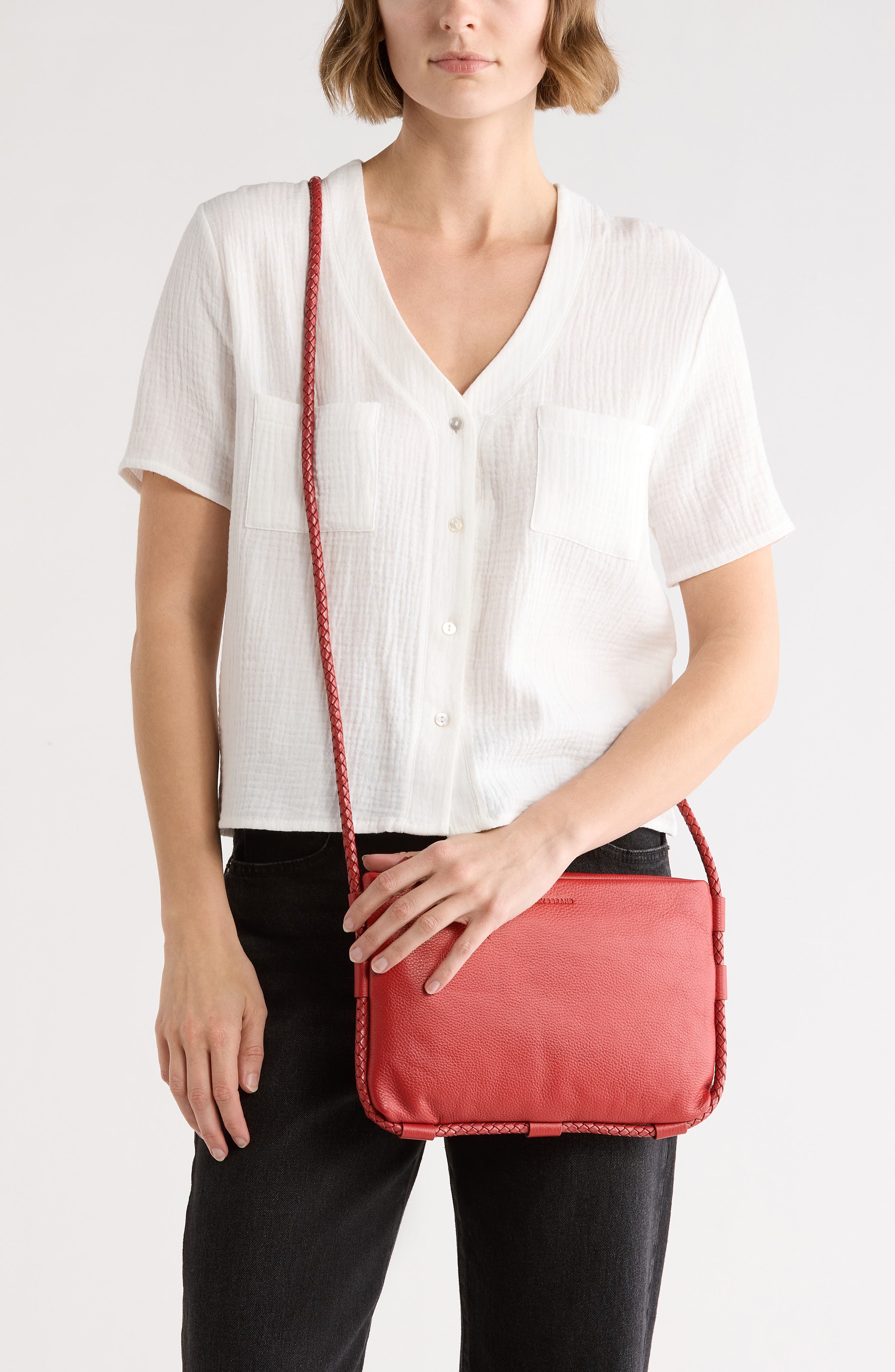 Zila Leather Crossbody Bag, Alternate, color, SALSA