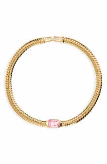 Nadri Pink Crystal Omega Chain Bracelet