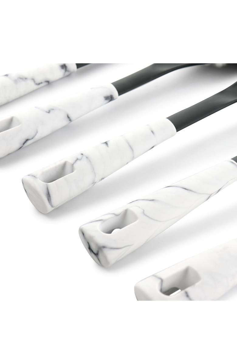 OSTER 5 Piece Nylon Kitchen Tool Set Marble, Alternate, color, White Marble