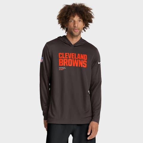 Men's Nike Brown Cleveland Browns Sideline Pure Fury Performance Long Sleeve Hoodie T-Shirt