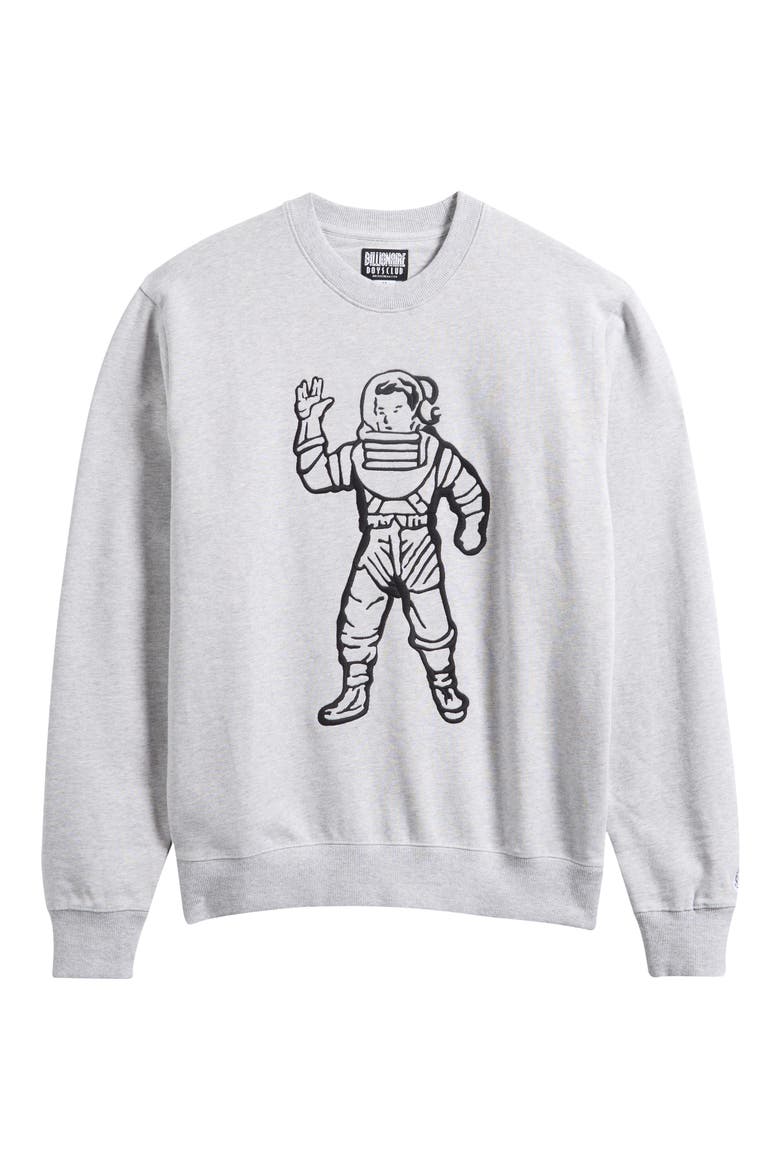 BB Astronaut Embroidered Cotton Crewneck Sweatshirt, Alternate, color, HEATHER GREY