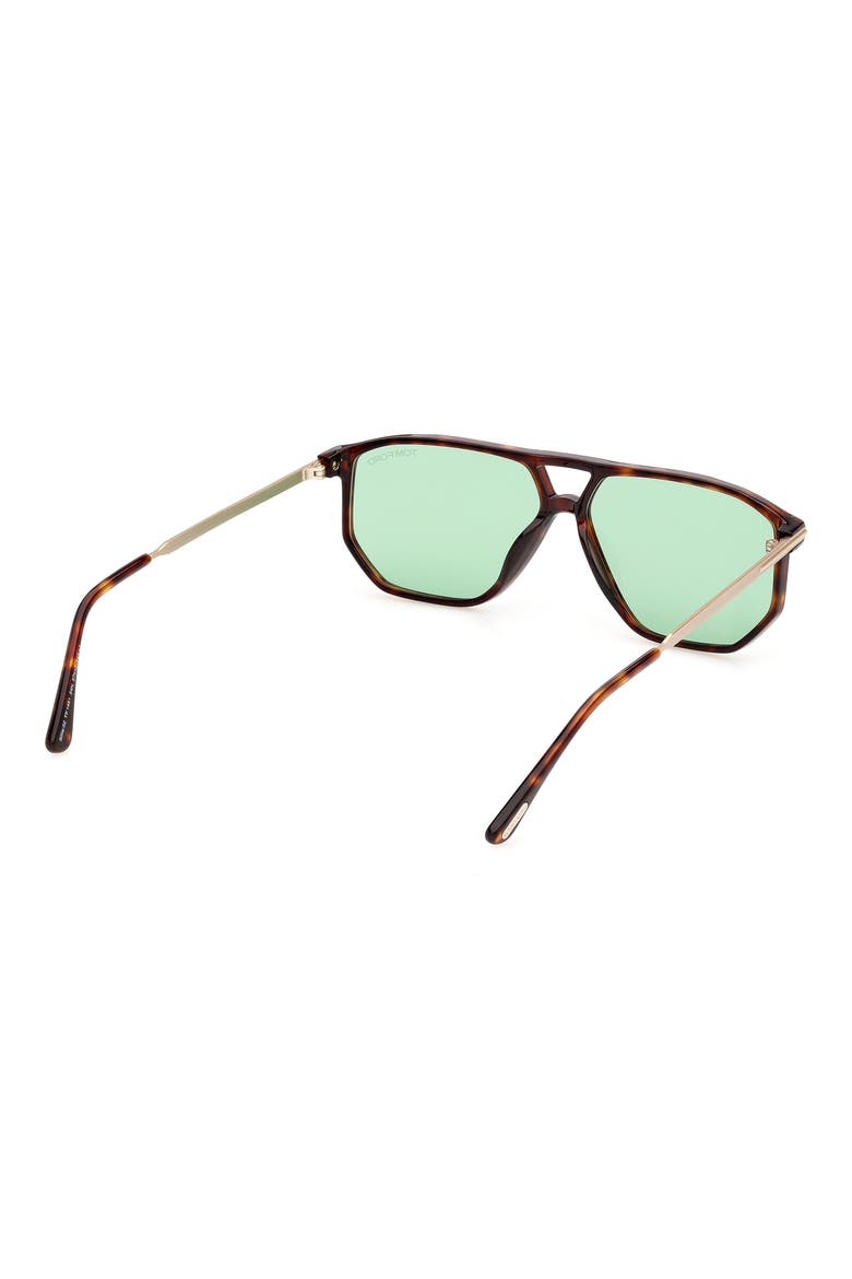 Billie-02 57mm Navigator Sunglasses, Alternate, color, RED HAVANA GREEN LENS