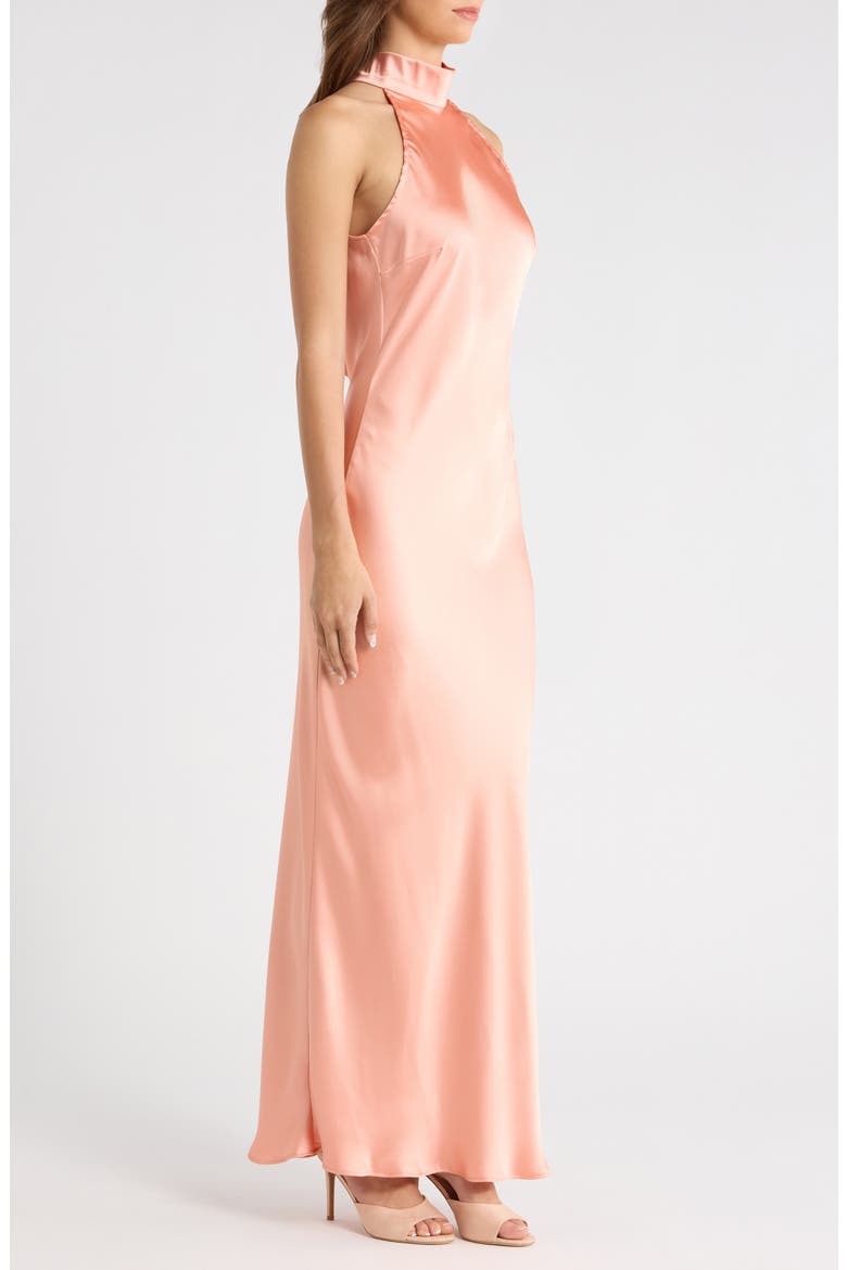 Lara Satin Bias Cut Maxi Dress, Alternate, color, APRICOT GELATO