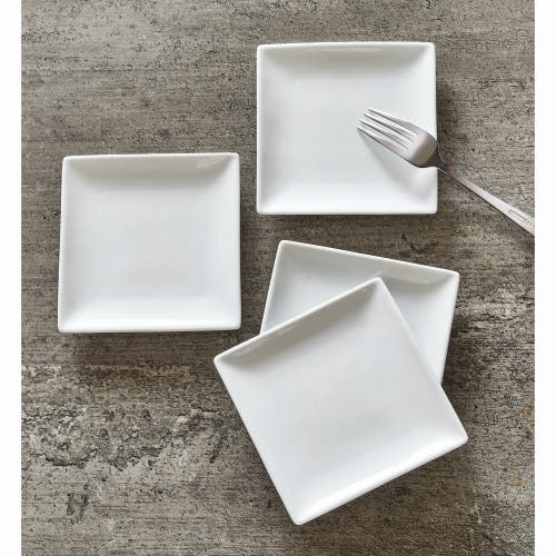 Tag Whiteware Square Plate Set Of Four Porcelain Dinnerware In White