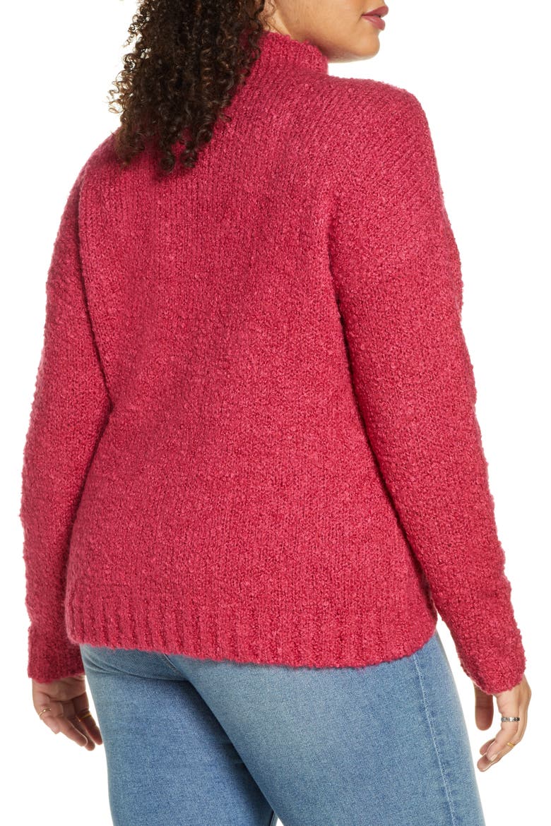 Funnel Neck Bouclé Sweater, Alternate, color, BURGUNDY PUNCH