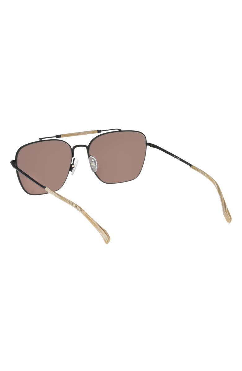 rag & bone 56mm Navigator Sunglasses, Alternate, color, Black / Bone Horn / Brown