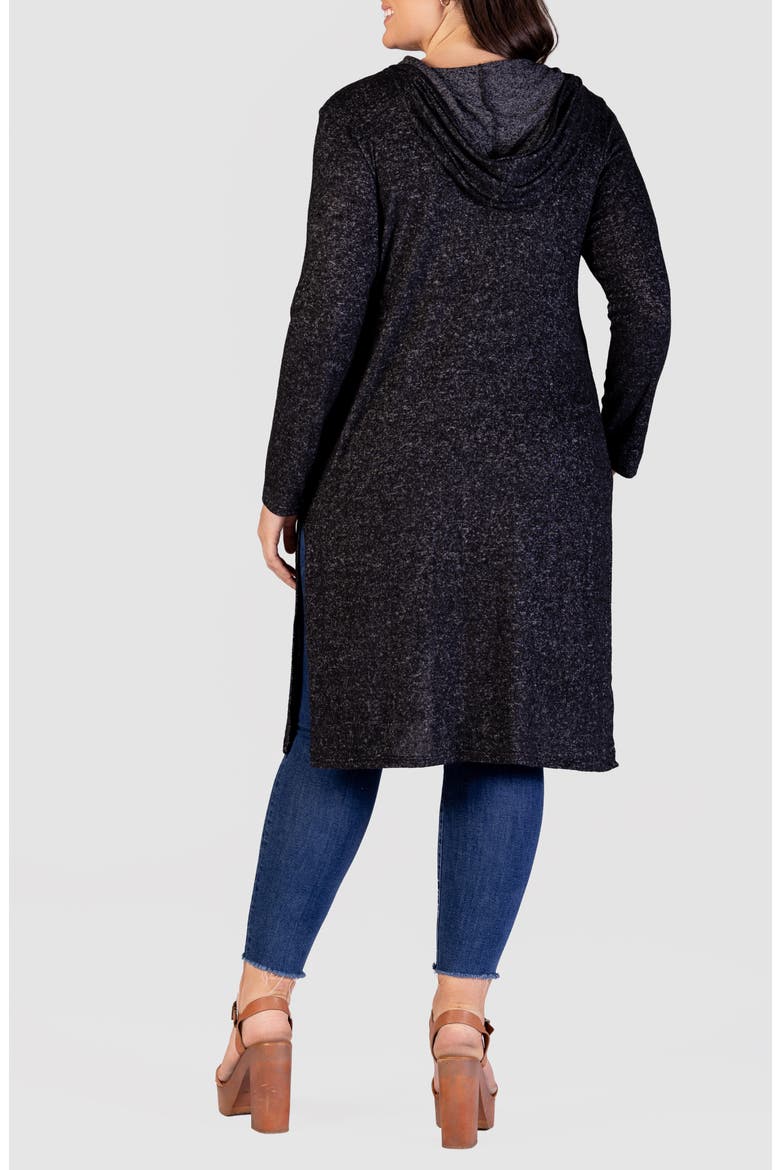 Hooded Long Knit Jacket, Alternate, color, BLACK