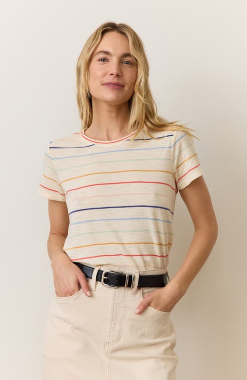 Marine Layer Striped Swing Crewneck Tee In Rainbow Stripe