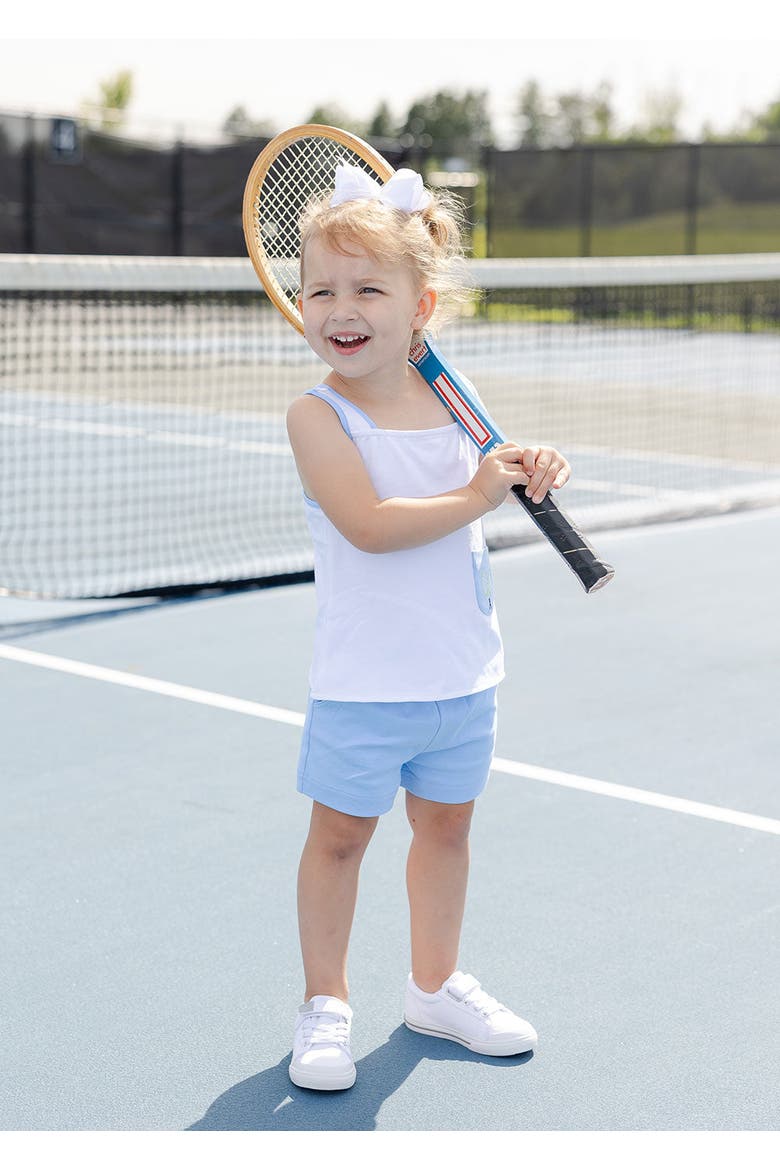 Knit Short Set With Tennis Rackets, Alternate, color, White / Light Blue