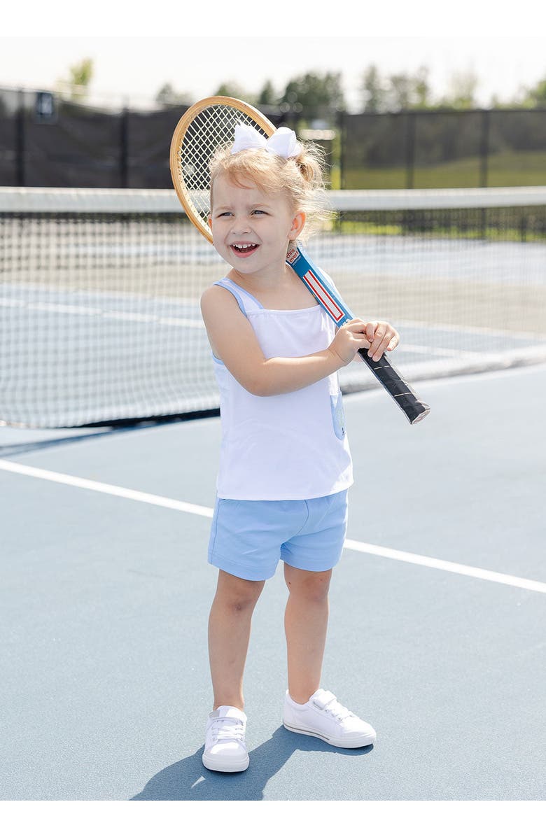 Florence Eiseman Knit Short Set With Tennis Rackets, Alternate, color, White / Light Blue
