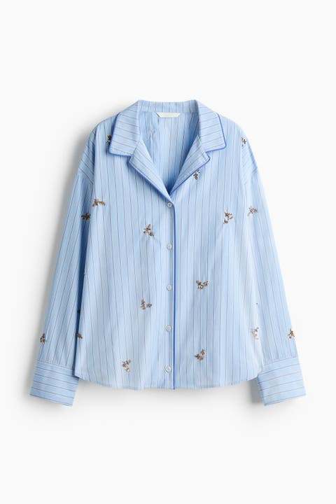 Embellished Cotton Pyjama Shirt