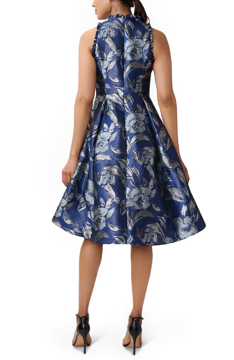 Adrianna Papell Ruffle Jacquard High-Low Cocktail Dress, Alternate, color,