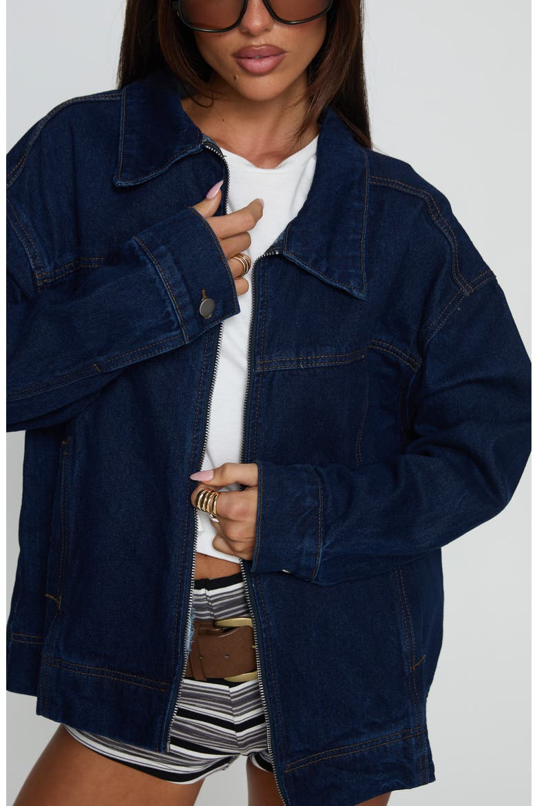 Goldsmith Denim Bomber Jacket, Alternate, color, DARK WASH