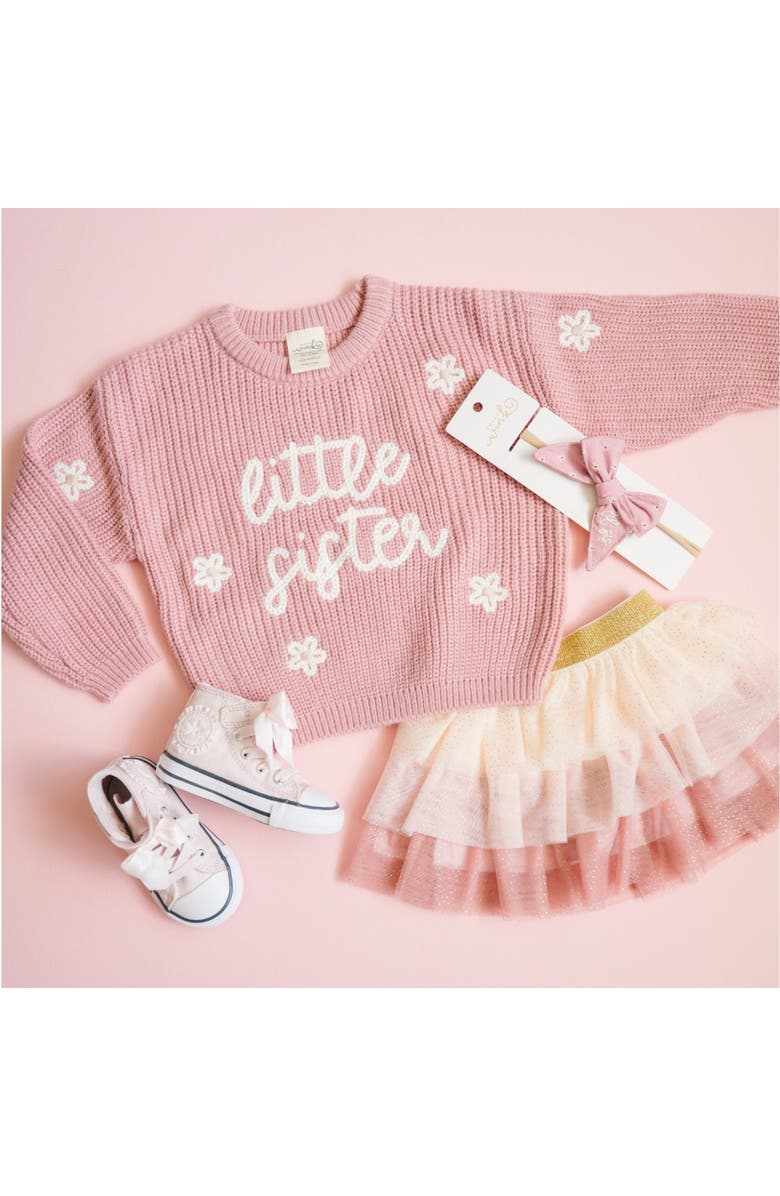 Sweet Wink Little Sister Knit Sweater, Alternate, color, Mauve