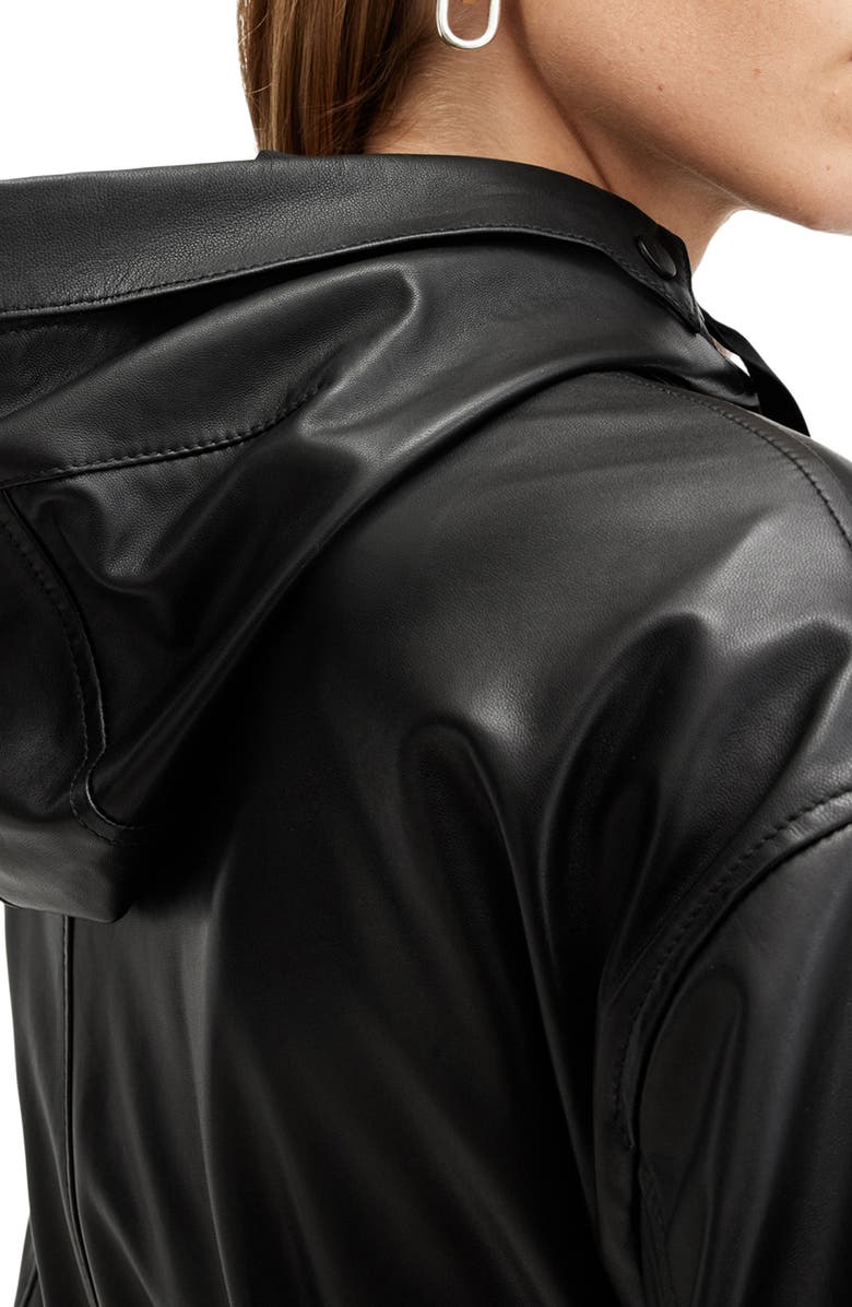 AllSaints Kelsea Hooded Leather Jacket, Alternate, color, 
