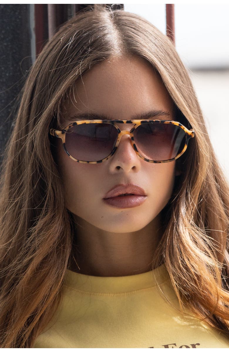 FREYRS Eyewear Fenix Aviator Sunglasses, Alternate, color, Milky Tortoise