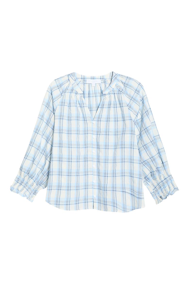 Marza Plaid Top, Alternate, color, BLUE-CREAM