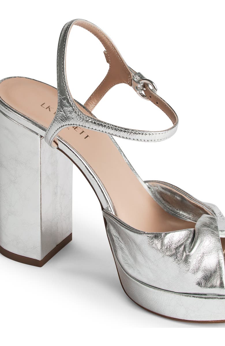 LK Bennett Rosa Twist Front Platform Ankle Strap Sandal, Alternate, color, Metallic Silver