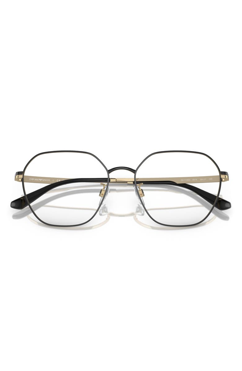 Emporio Armani 55mm Round Optical Glasses, Alternate, color, Shiny Black / Demo Lens