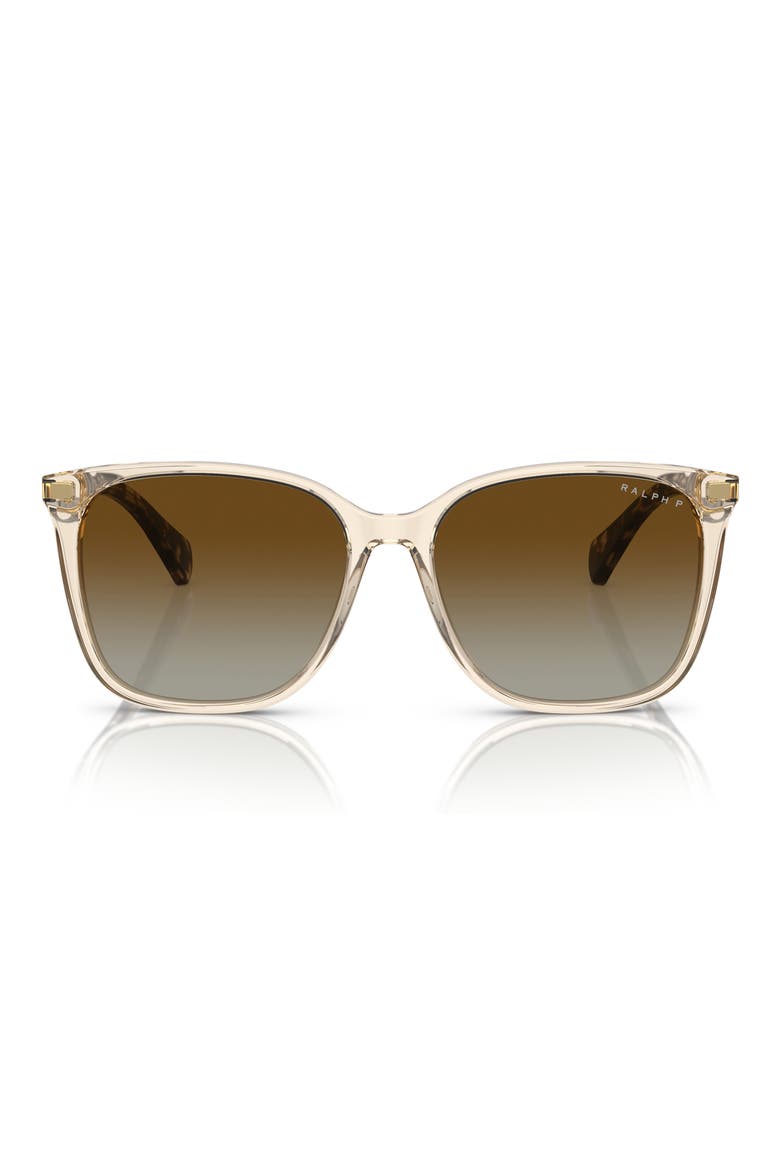 56mm Polarized Square Sunglasses, Main, color, BROWN / POLAR GRADIENT BROWN