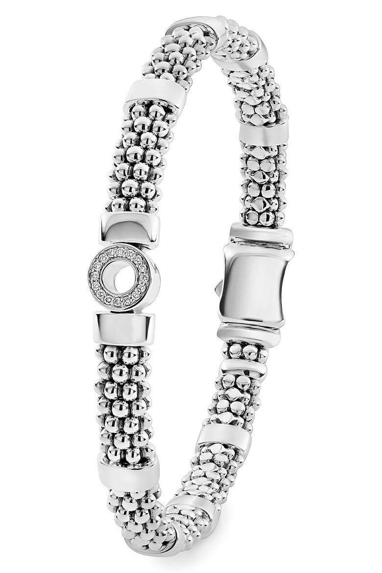 Enso Caviar Beaded Rope Bracelet, Alternate, color, SILVER/DIAMOND