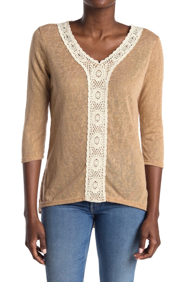 Forgotten Grace Crochet Lace Trim Tunic, Main, color, 