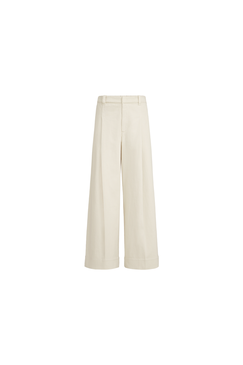 Pleated A-line trousers, Alternate, color, Milk