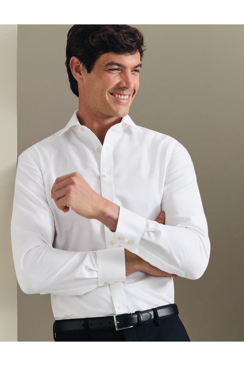 Non-Iron Stretch Trafalgar Weave Shirt, Main, color, White