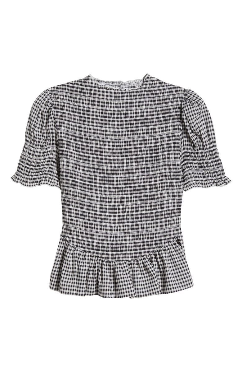 Reformation Aggie Smocked Peplum Organic Cotton Blend Top, Alternate, color, Remy Check