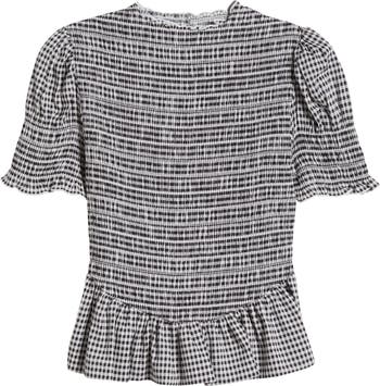 Aggie Smocked Peplum Organic Cotton Blend Top