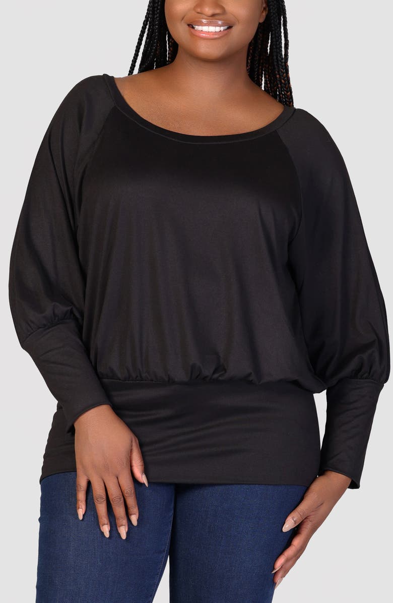 24seven Comfort Apparel Long Sleeve Jersey Top, Main, color, Black