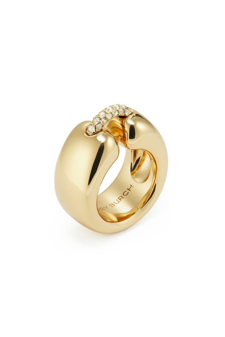 Pierced Ring, Main, color, LIGHT BRASS / CRYSTAL