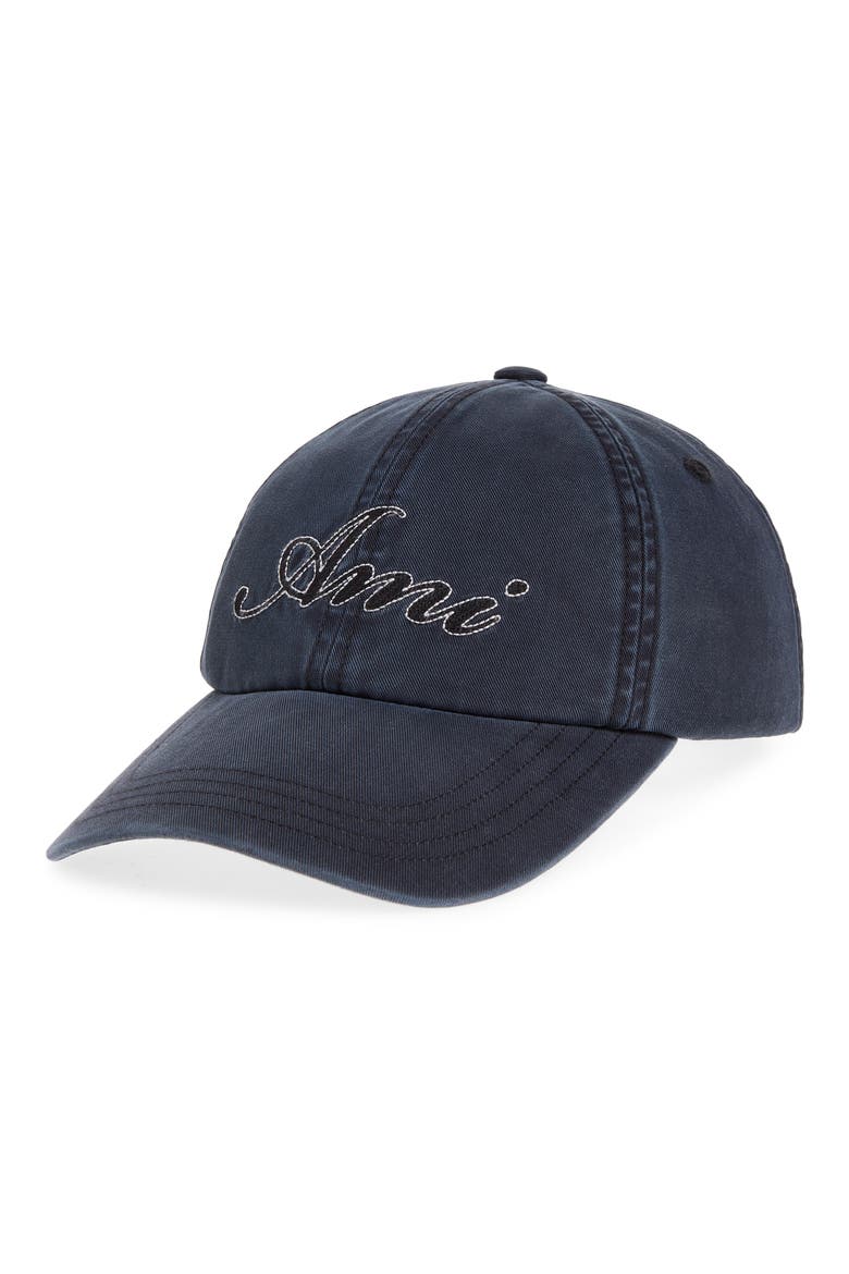 Logo Embroidered Washed Cotton Baseball Cap, Main, color, NOIR LAVE