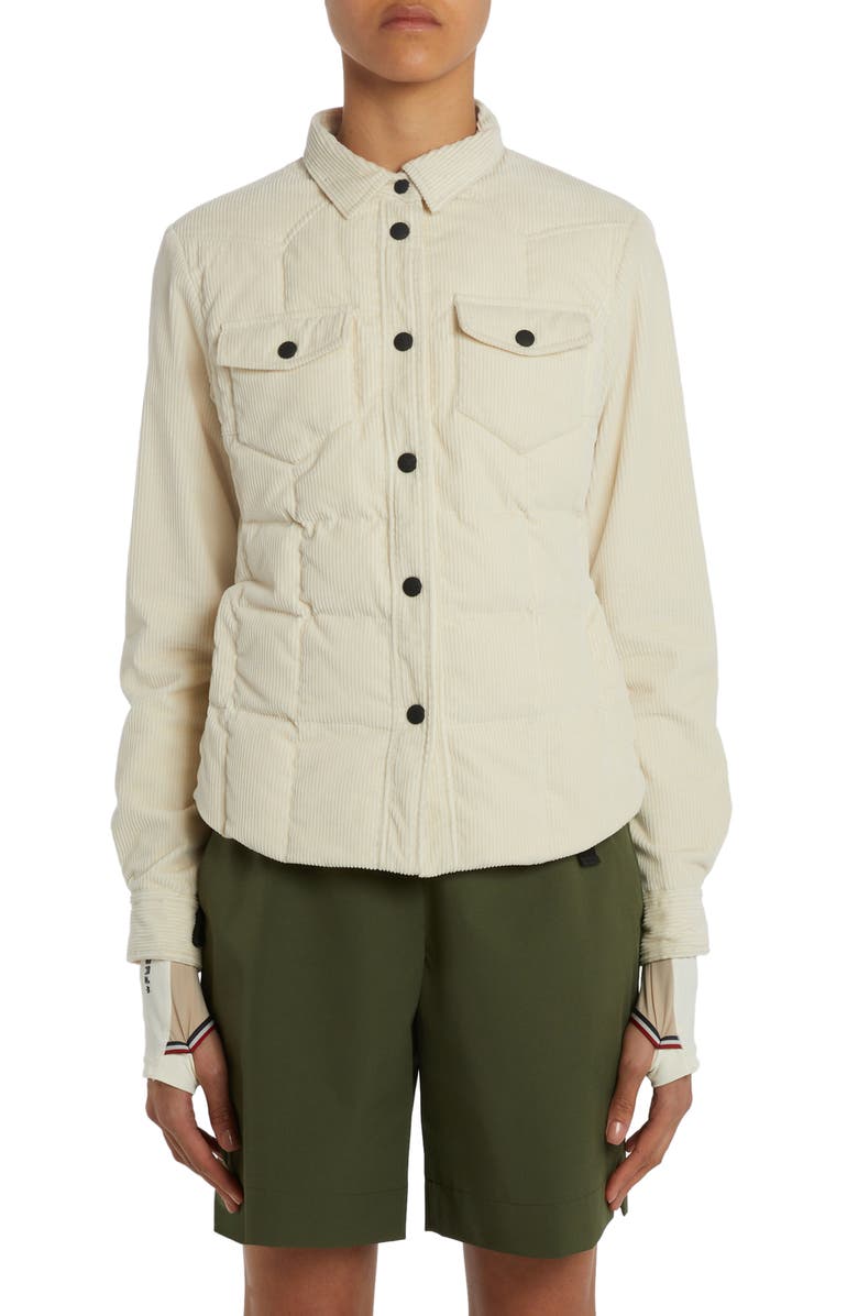 Moncler Grenoble Nangy Quilted Stretch Corduroy Down Shacket, Main, color, 