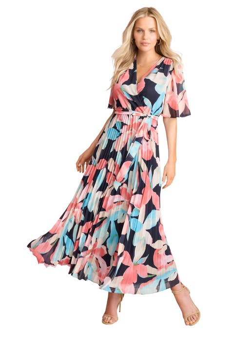 Pleated Faux Wrap Dress