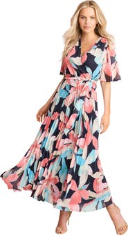Roaman's Pleated Faux Wrap Dress
