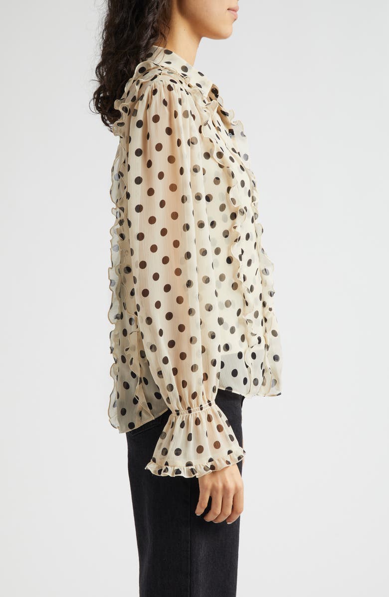 Cinq à Sept Estelle Polka Dot Button-Up Shirt, Alternate, color, Gardenia/ Black