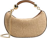 Strathberry Mini Crescent Moon Woven Raffia Shoulder Bag