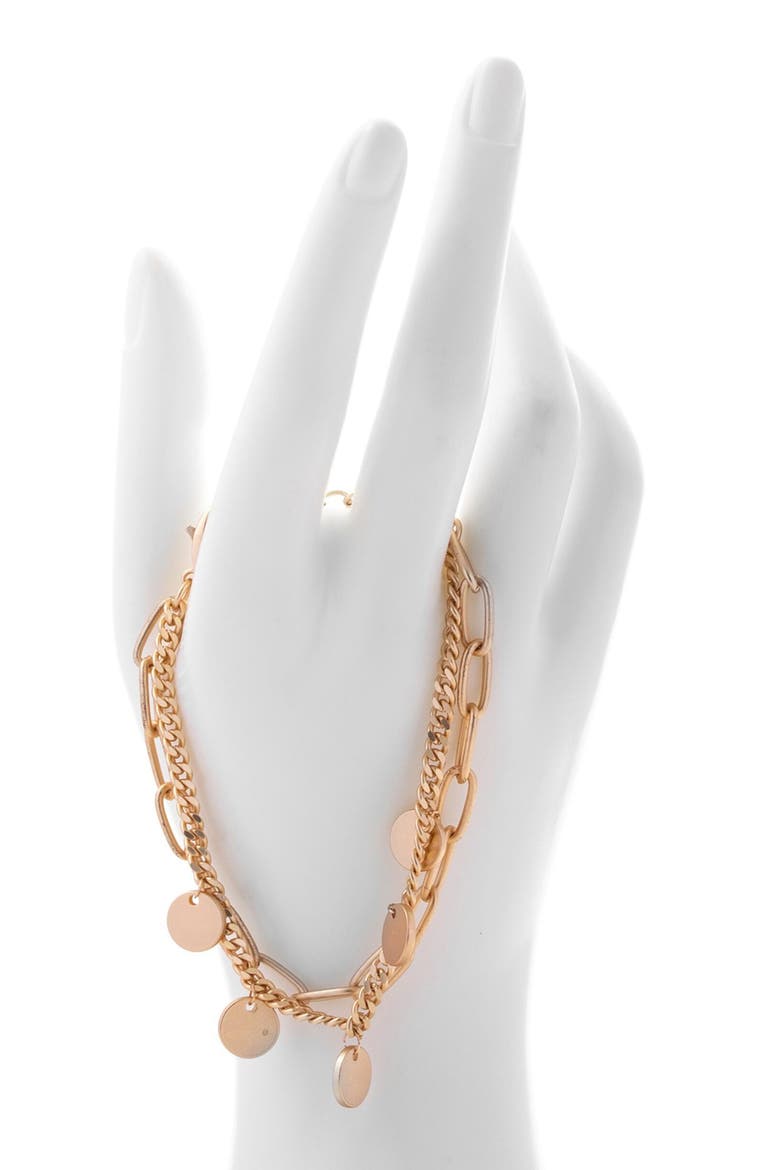 Disc Charm Layered Chain Bracelet, Alternate, color, GOLD