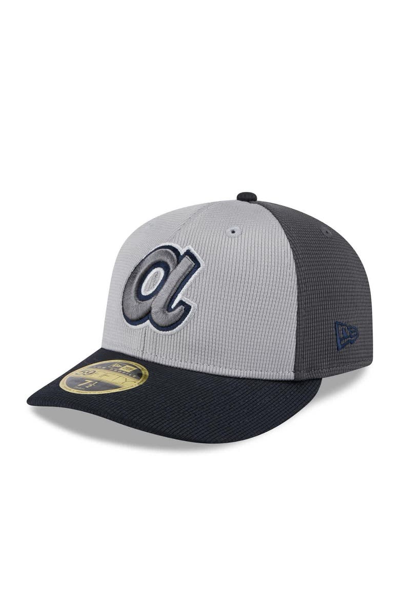 New Era Men's New Era  Gray/Navy Atlanta Braves 2025 Batting Practice Low Profile 59FIFTY Fitted Hat, Main, color, 