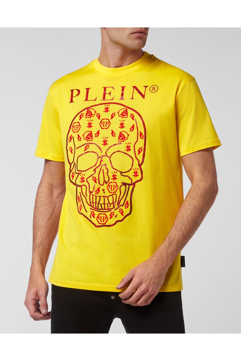 T-shirt Round Neck Ss With Crystals Men, Main, color, yellow