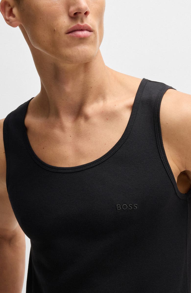 BOSS 3-Pack Ribbed Cotton Tanks, Alternate, color, Black