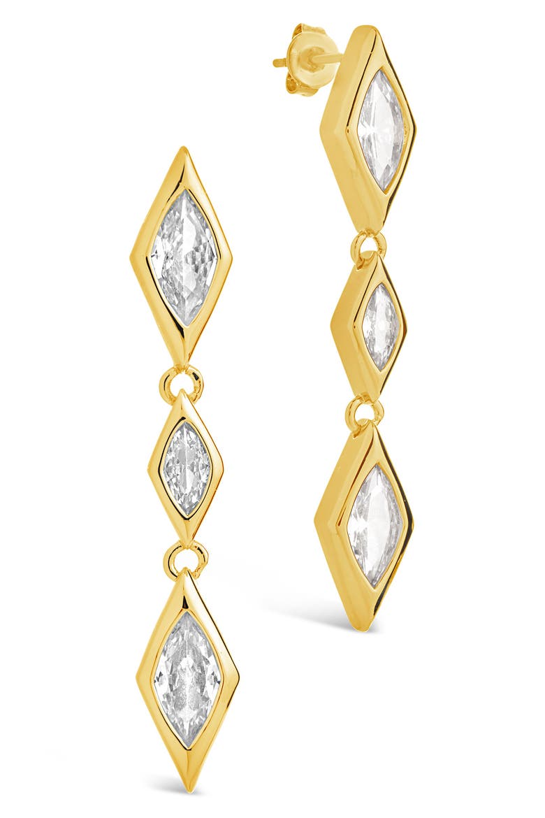 Lissie Cubic Zirconia Linear Drop Earrings, Main, color, GOLD