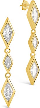 Sterling Forever Lissie Cubic Zirconia Linear Drop Earrings