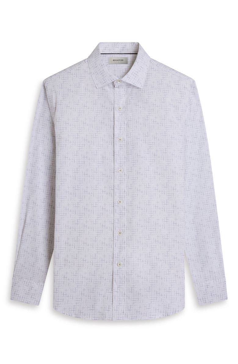Bugatchi Axel Shaped Fit Crosshatch Print Cotton Button-Up Shirt, Alternate, color, Orchid